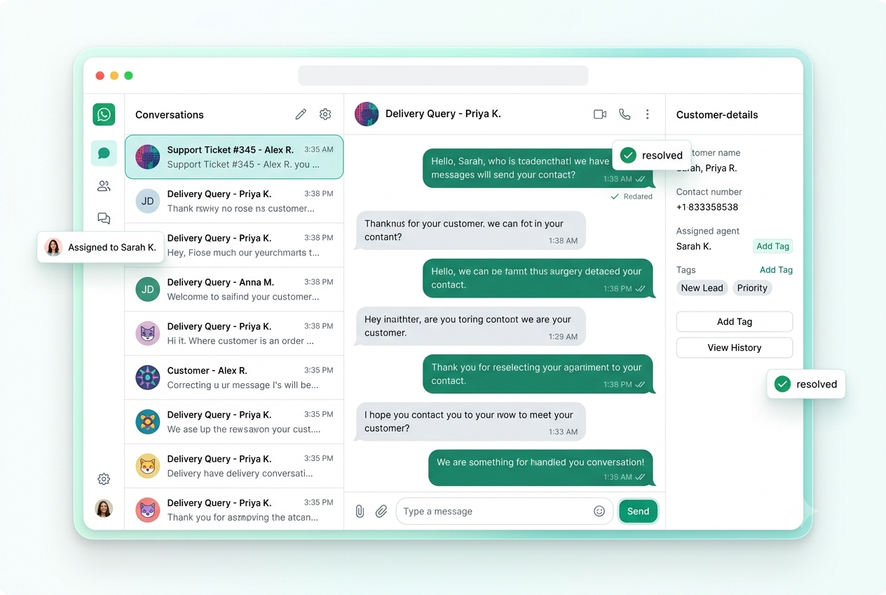 Restaurant team confirming a booking from a shared WhatsApp inbox